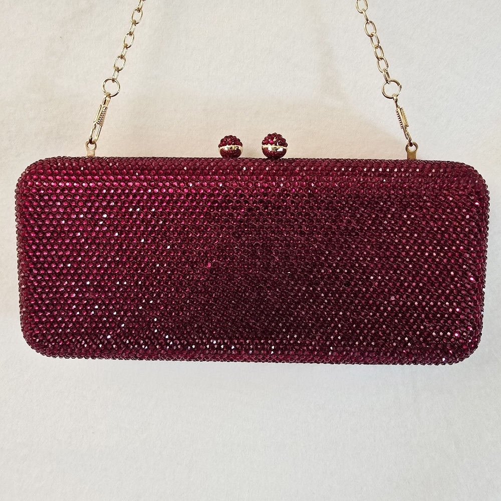 Red Gem Evening Bag 2 Different Length Chains & Extra Gems NWOT Fits Cell Phone - Picture 2 of 16